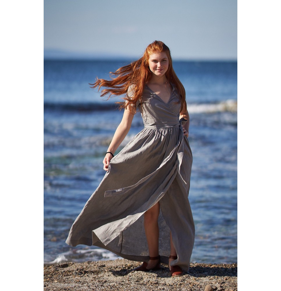 Bohemian long wrap dress