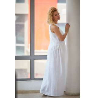 Loose white linen maxi skirt