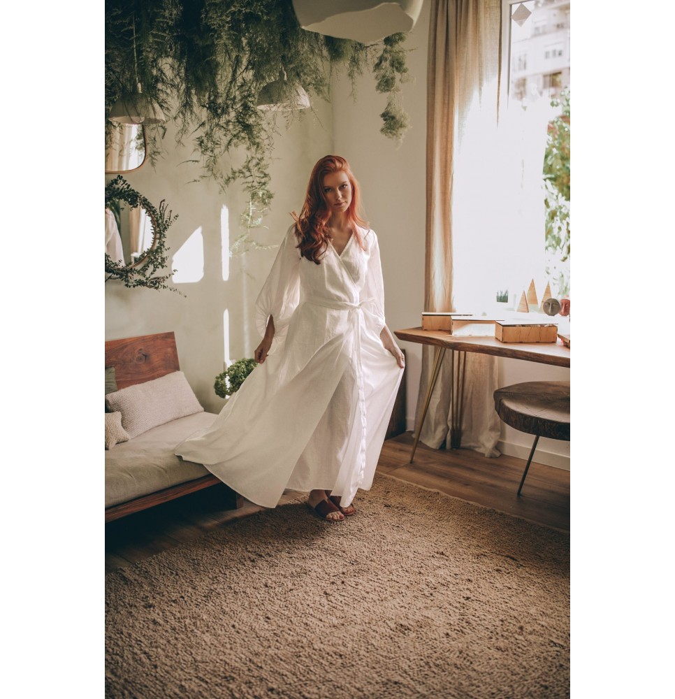 Summer Linen Lantern Sleeve Dress