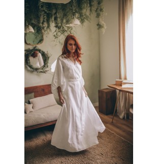 Summer Linen Lantern Sleeve Dress