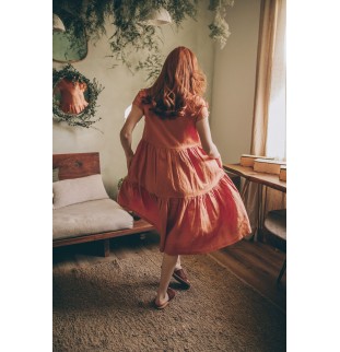 Summer Rust Orange Linen Dress