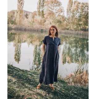 Summer Short Sleeve Linen Dress