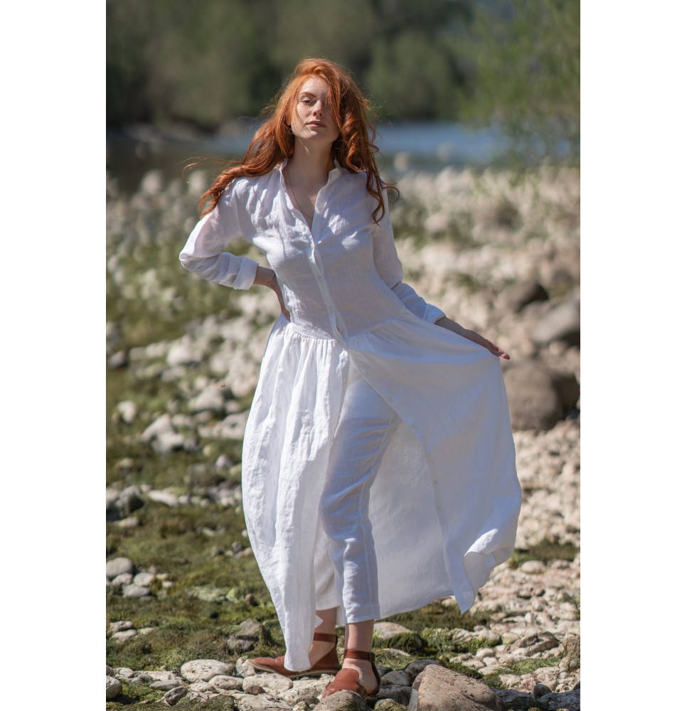 Summer long waist shirt dress