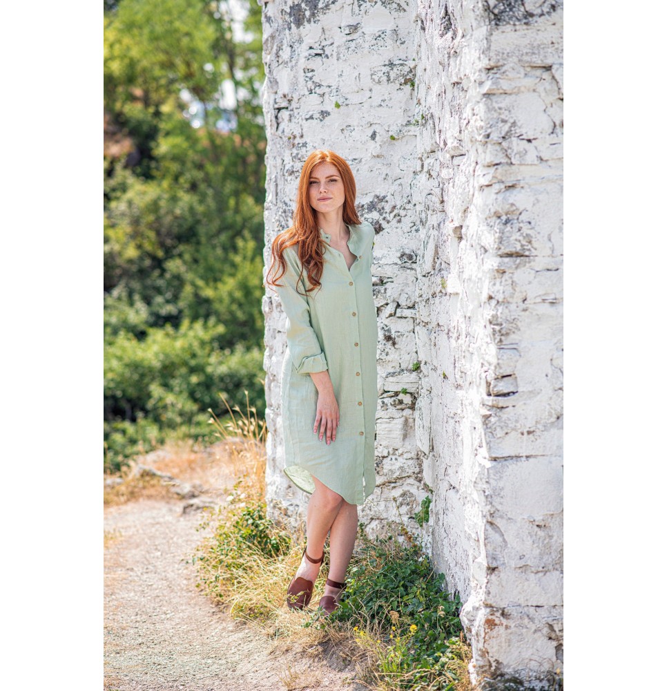 Women's Mint Button Dress