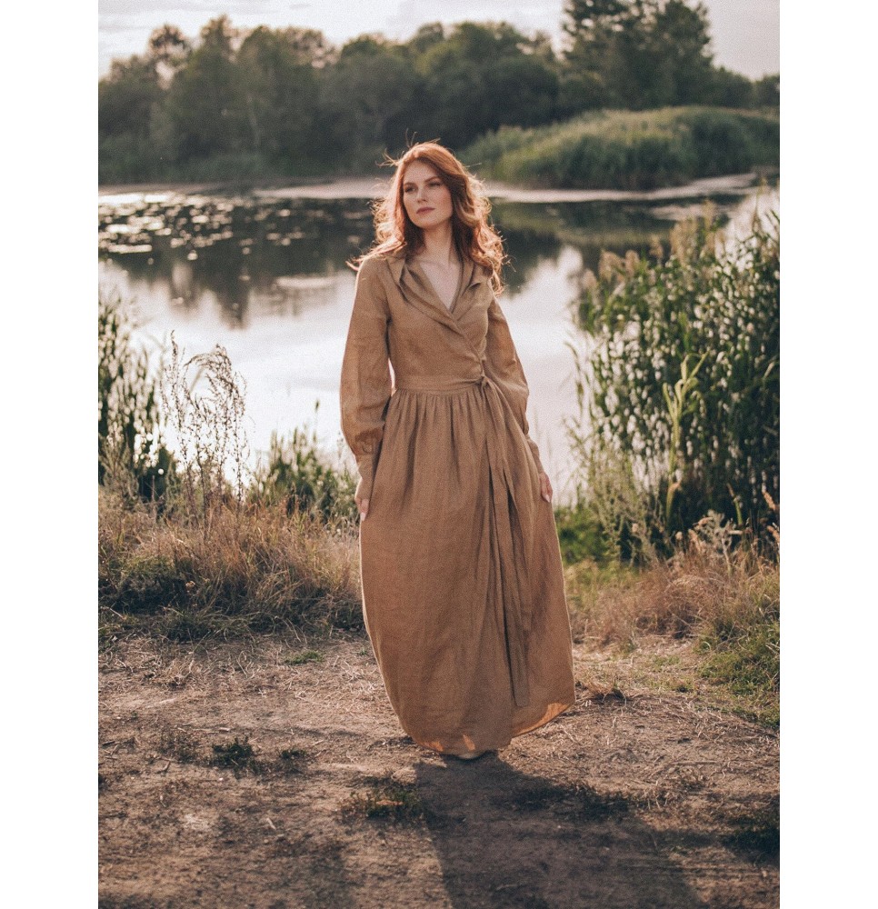 Women's Thick Linen Dress with Hood 