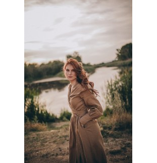Women's Thick Linen Dress with Hood